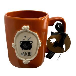 Rae Dunn Mug WITCHY Halloween Cauldron Orange Rustic Cottage Goblin New 2024